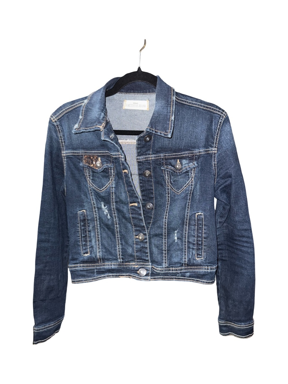 Dark Wash Denim Jacket - Blue - medium